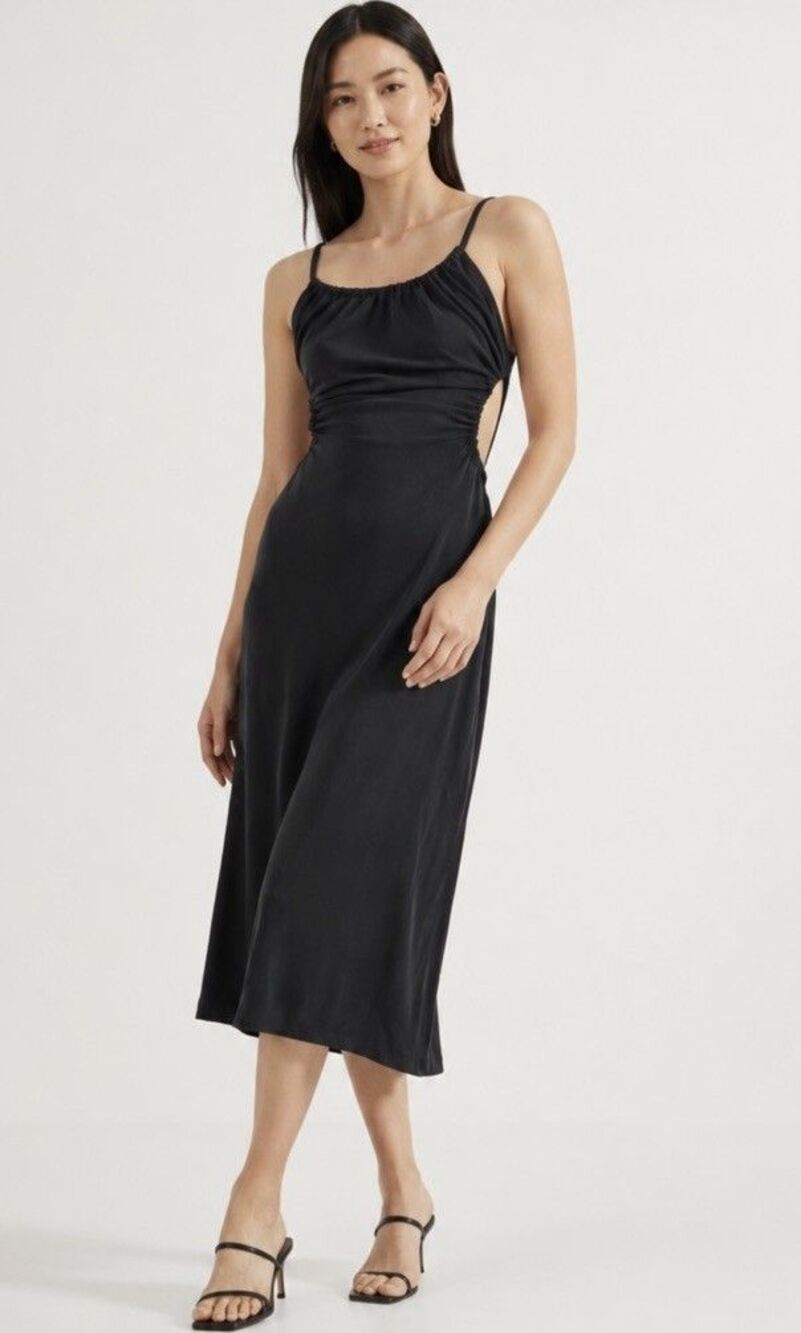 NWT Third Form Pull In Midi Dress Size 8 Open Back Washed Black